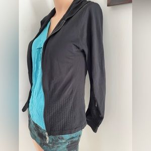 🌸 Fits M L stretchy hoodie zipper top sweater black